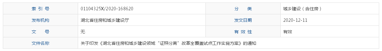 关于印发《湖北省住房和城乡建设领域“证照分离”改革全覆盖试点工作实施方案》的通知