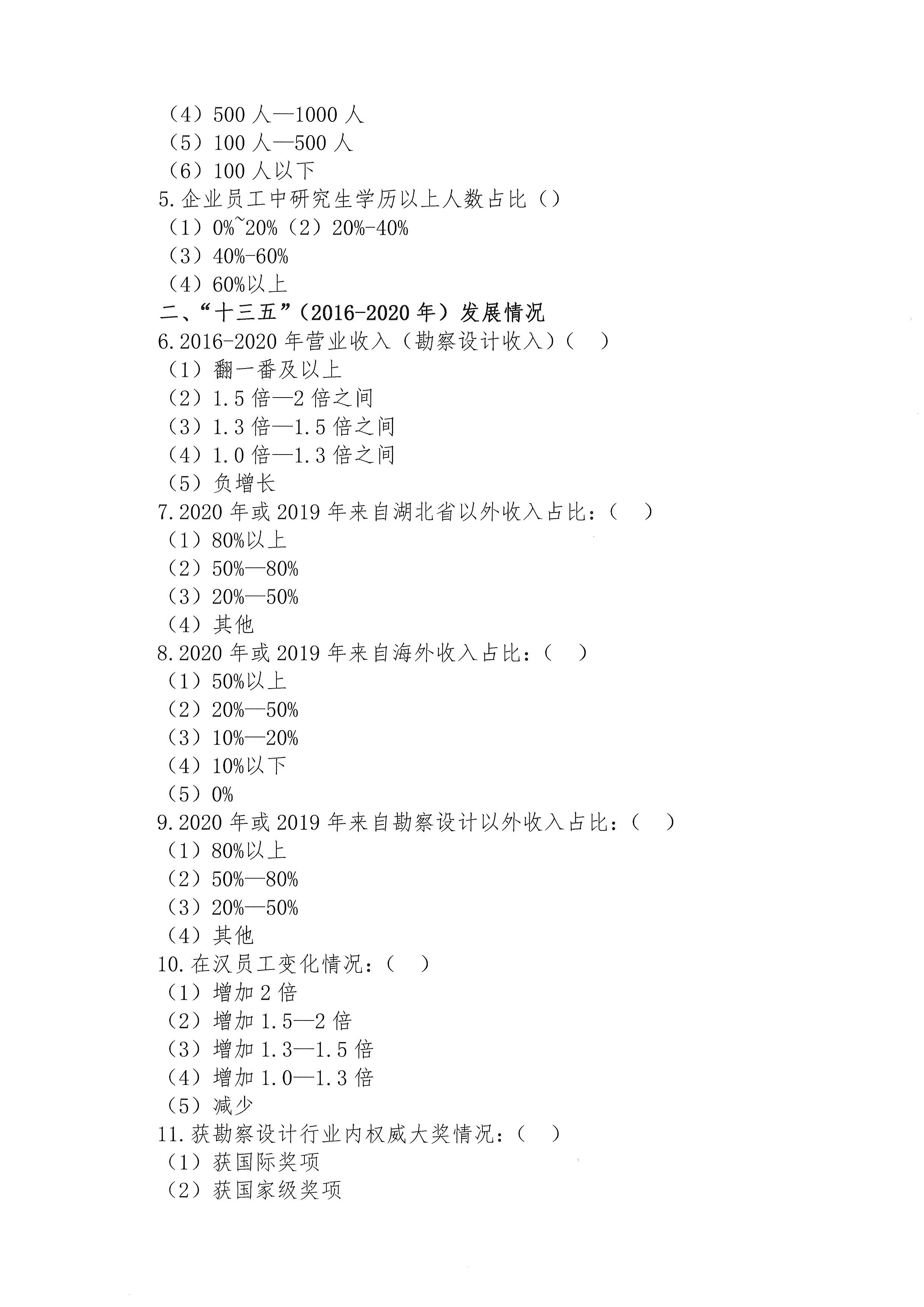 关于做好《武汉市工程勘察设计产业发展“十四五”规划》问卷调查工作的通知